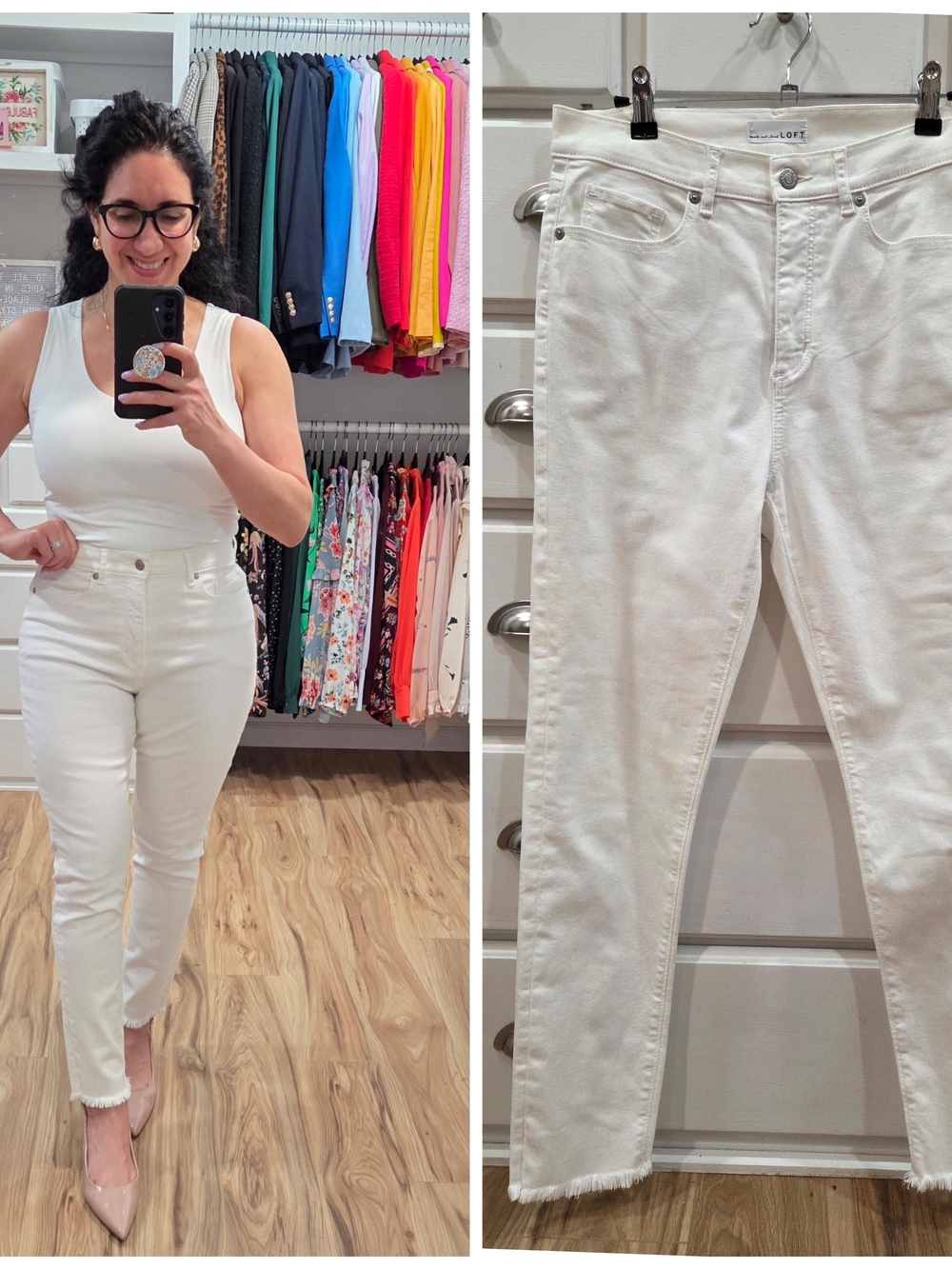 LOFT Off-White High-Rise Straight Jeans